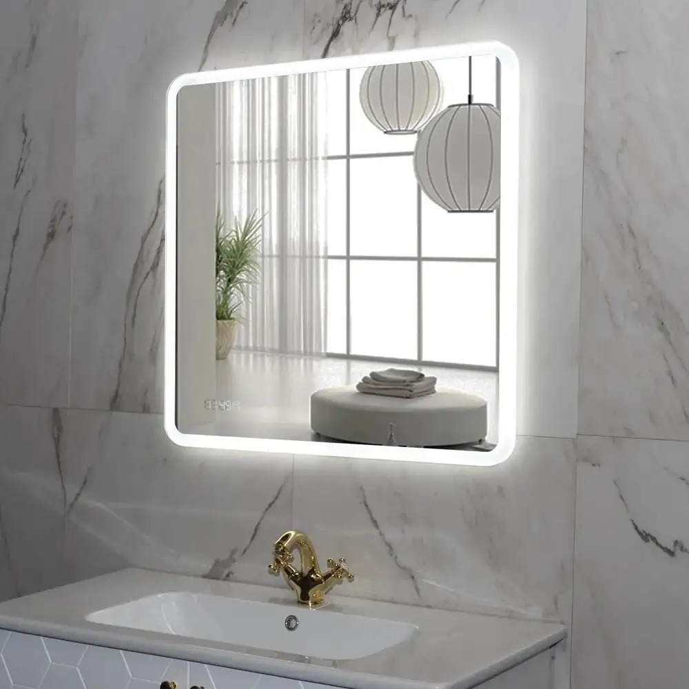 Пекам Зеркало Marta 80x80 marta-80x80scl (с подсветкой, сенсором на прикосновение и часами) – фото товара