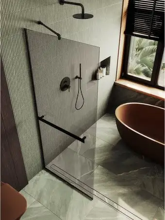 Душевая стенка MaybahGlass 89x195 MGD-733-6у (бронзовое стекло/черный) - изображение в каталоге