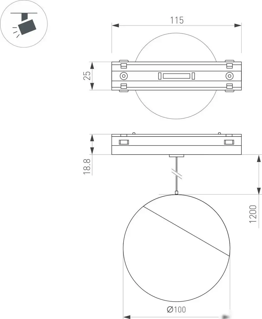 Подвесная люстра Arlight MAG-VIBE-EMISFERO-HANG-R100-6W Day4000-MIX BK 130deg 045012 – фото товара