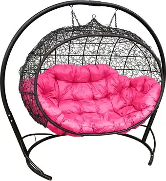 Подвесной диван M-Group Улей 11210408 (черный ротанг/розовая подушка) – изображение в каталоге