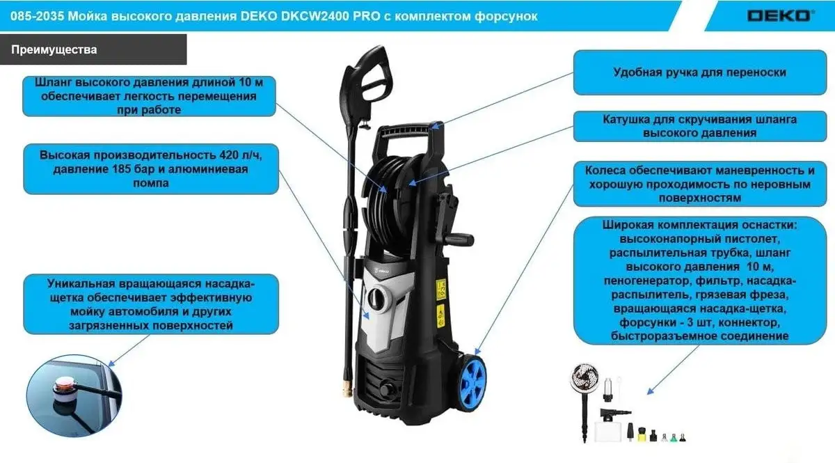 Мойка высокого давления Deko DKCW2400 PRO 085-2035 – фото товара