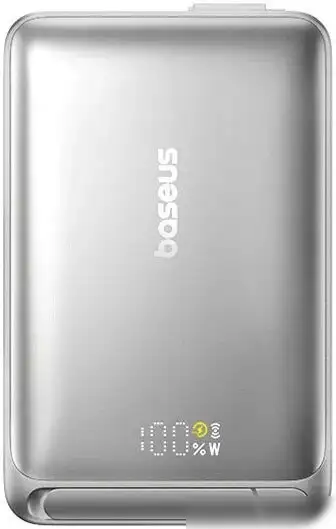 Внешний аккумулятор Baseus Nomos Qi2 Magnetic Power Bank 10000mAh (серебристый) – фото товара