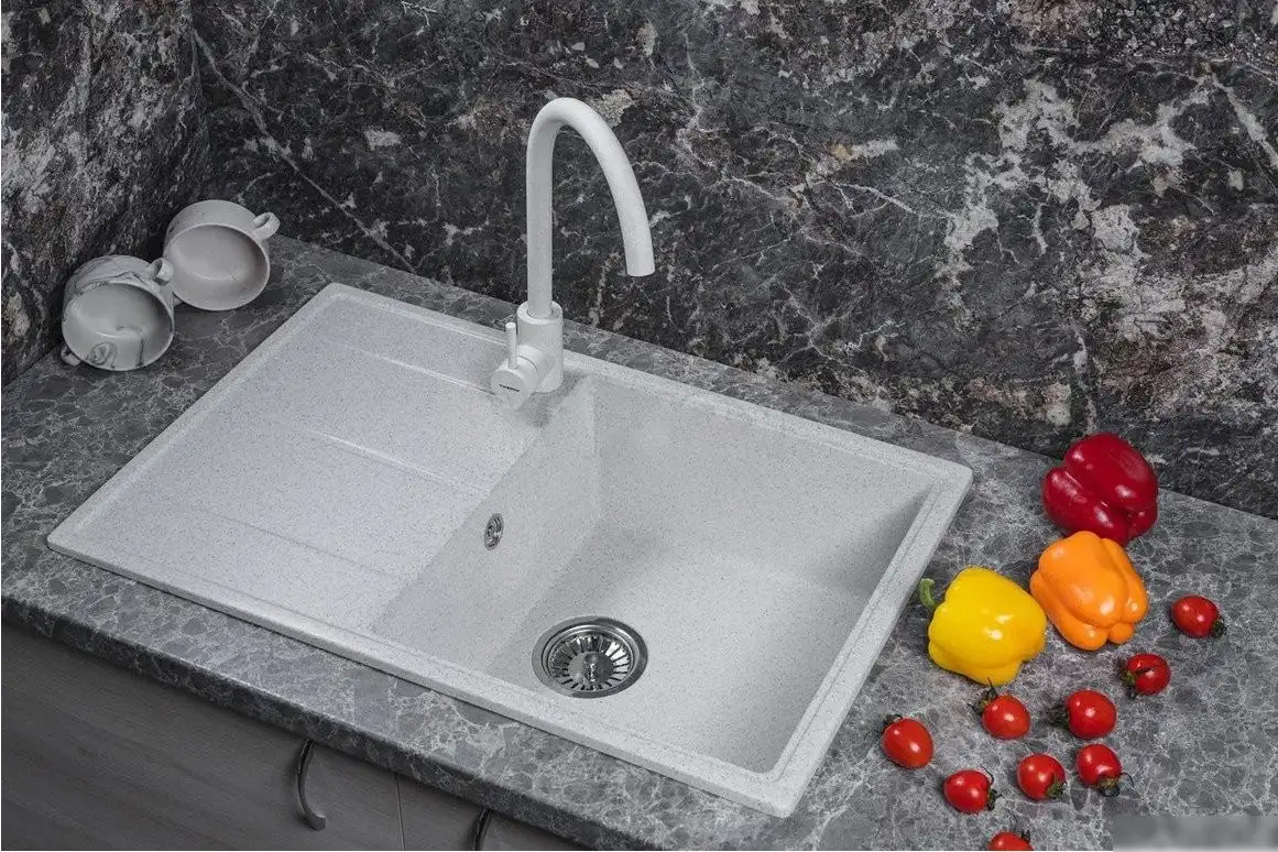 Кухонная мойка Marblan Magnum R (серый, с сифоном) - фото товара