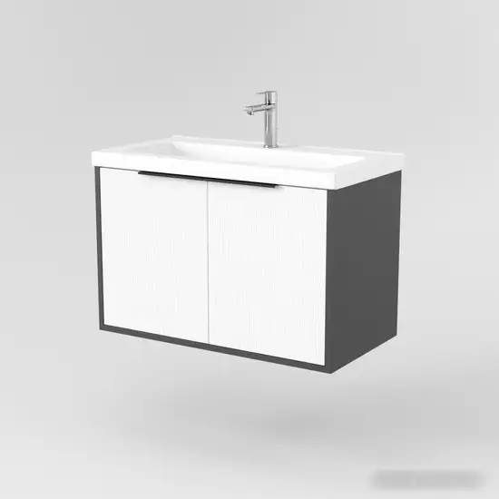 Дабер Тумба под умывальник 018 Тобага/Эридан 80 Т18.8Т.0.20Ч (белый древесный/серый/ручка черная) – фото товара