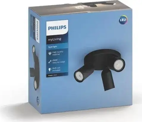 Припотолочная люстра Philips Pongee Plate/Spiral Black 3xNW 230V 915005531301 – фото товара