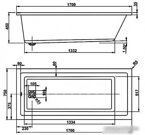 Ванна VagnerPlast Cavallo 170x75 (с каркасом и 2 экранами) - фото товара