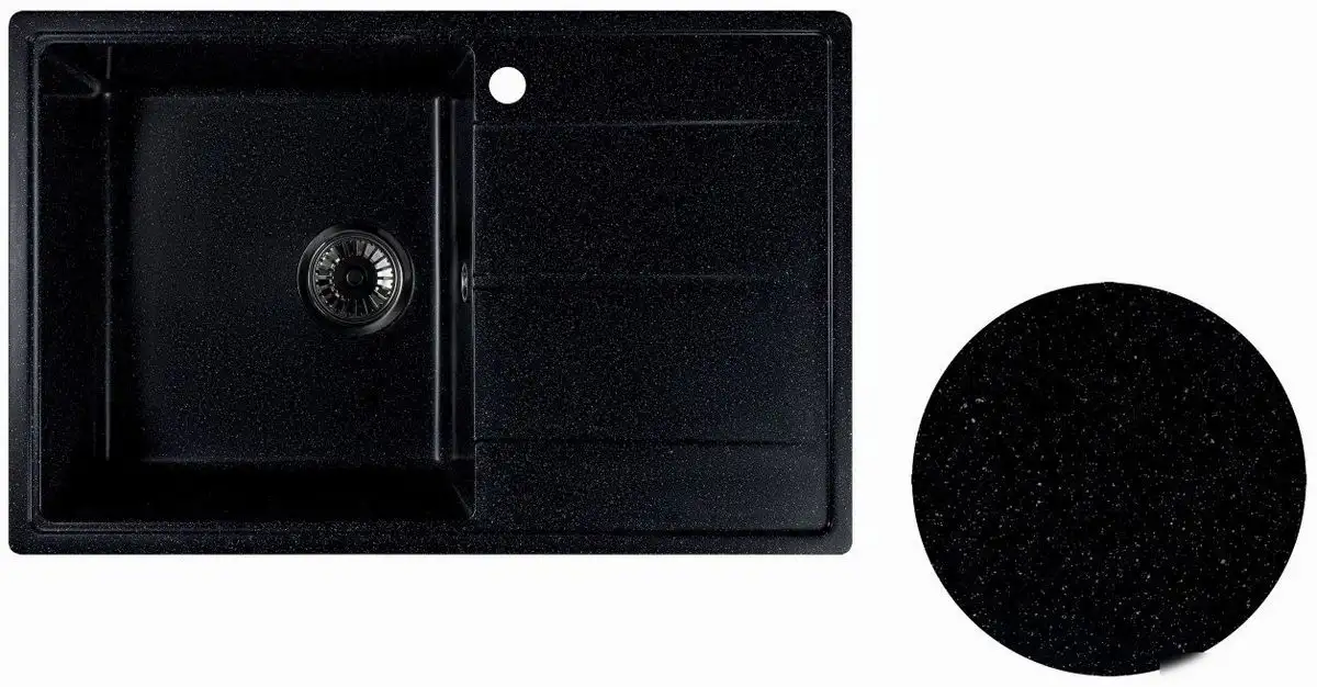 Кухонная мойка Marblan Magnum L (черный, с сифоном) - фото товара