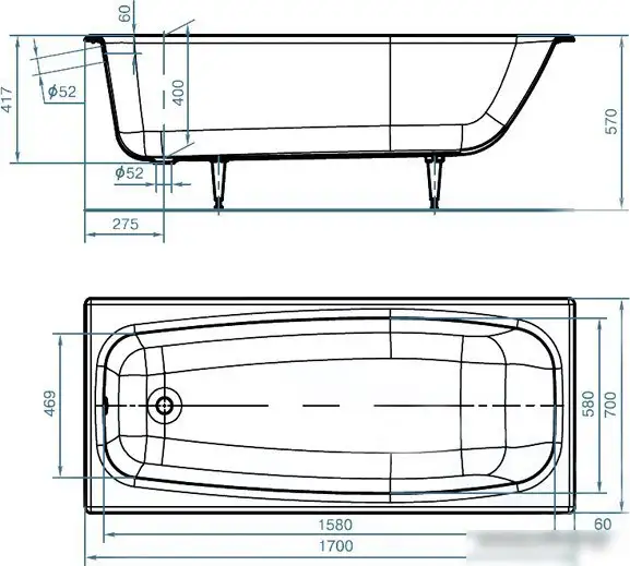 Ванна Универсал ВЧ-1700 «Грация» 170x70 (1 сорт) - фото товара