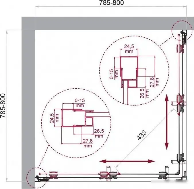 Душевой уголок BelBagno Luce-A-2-80-C-ORO - фото товара