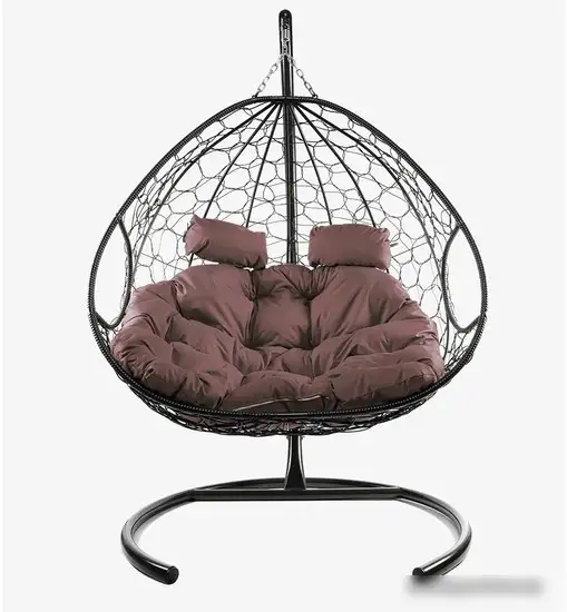 Подвесное кресло M-Group Для двоих 11450205 (коричневый ротанг/коричневая подушка) – фото товара