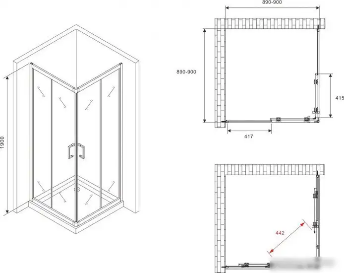Душевой уголок Abber Schwarzer Diamant AG020905 - фото товара
