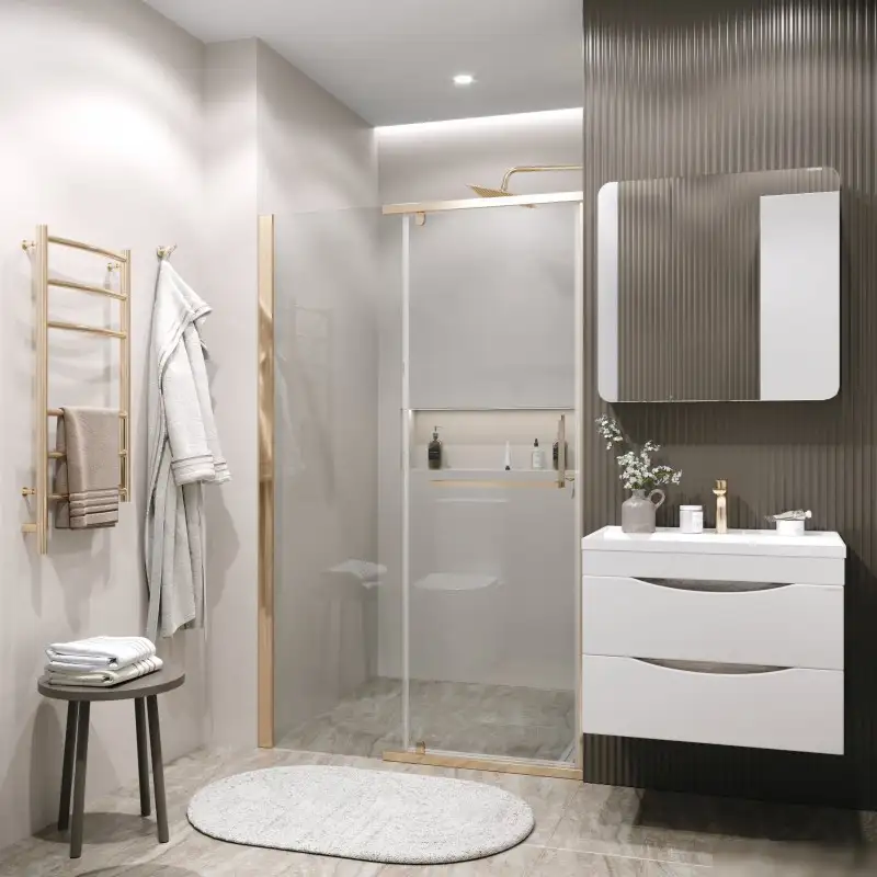 Душевая дверь Grossman Pragma 100x195 100.K33.03.100.32.00 (золото сатин/стекло прозрачное) - фото товара