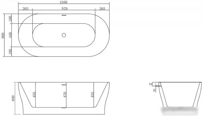 Ванна BelBagno BB405 150x80 - фото товара