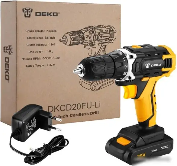 Дрель-шуруповерт Deko DKCD20FU-Li 063-4102 (с 1-им АКБ) – фото товара