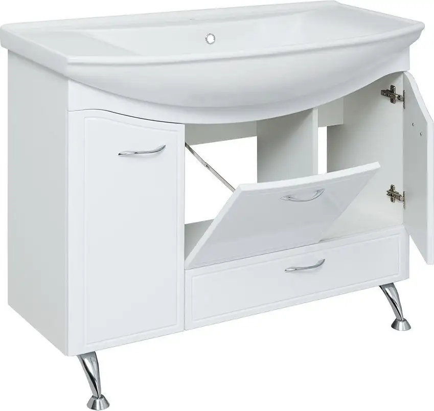 Runo Тумба с умывальником Runo Севилья 105 с корзиной для белья + Стиль 1050 (напольная) – фото товара