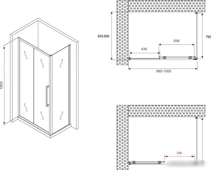 Душевой уголок Abber Schwarzer Diamant AG30100H-S85 - фото товара