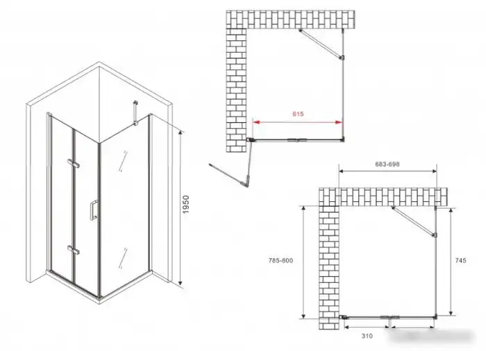 Душевой уголок Abber Zart AG08070P-S81 - фото товара