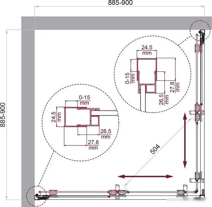 Душевой уголок BelBagno Luce-A-2-90-P-ORO - фото товара