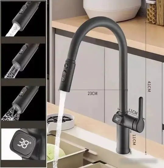 Смеситель Esko K15B LED (черный) - фото товара