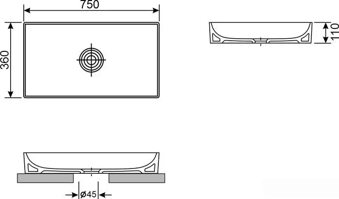 Умывальник Wellsee Pure BY Wellsee 150711001, 2 в 1 - фото товара