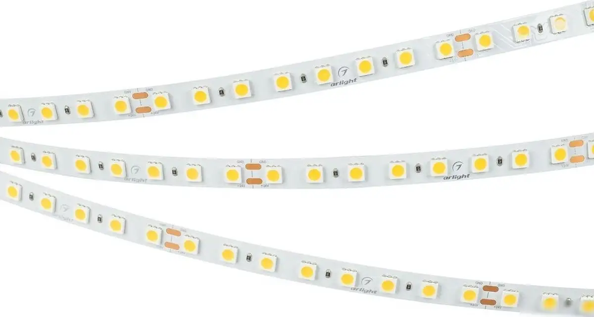 Светодиодная лента Arlight 11W/m 80Led/m 5060SMD теплый белый 5M UL-B80-10mm 24V Warm3500 041375 – фото товара