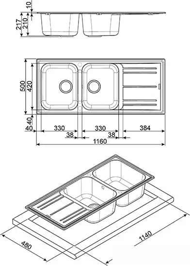 Кухонная мойка Smeg LZ116CT - фото товара