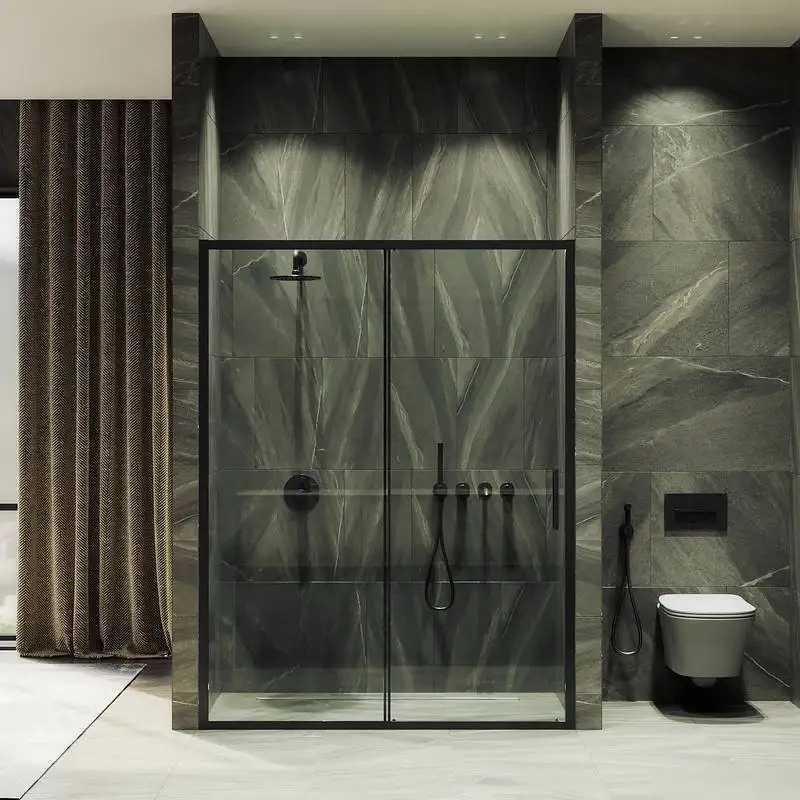 Душевая дверь MaybahGlass 195x100 MGD-1275-6 (бесцветное стекло/черный) - фото товара