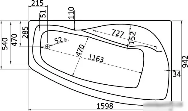 Ванна Santek Майорка XL 160x95 R (с каркасом и экраном) - фото товара