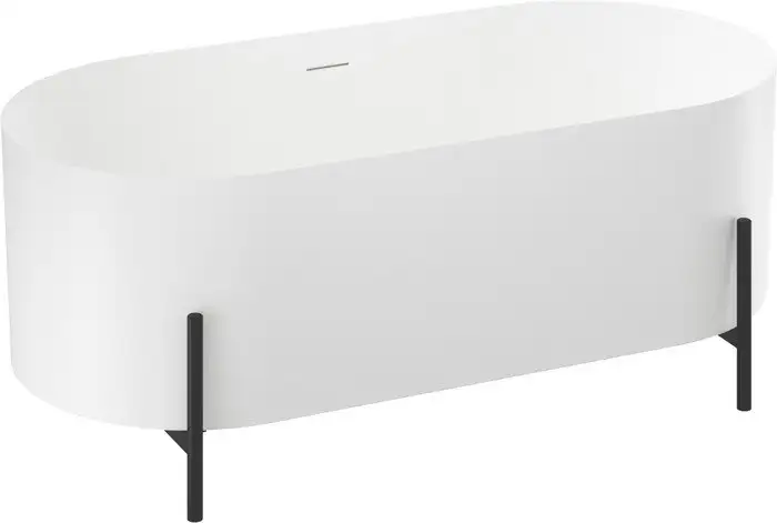 Ванна Wellsee FR.Euphoria 2.0 166x77 235501001 (отдельностоящая ванна белый глянец, экран, ножки матовый черный) - фото товара