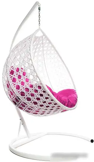 Подвесное кресло M-Group Капля Люкс 11030108 (белый ротанг/розовая подушка) – фото товара