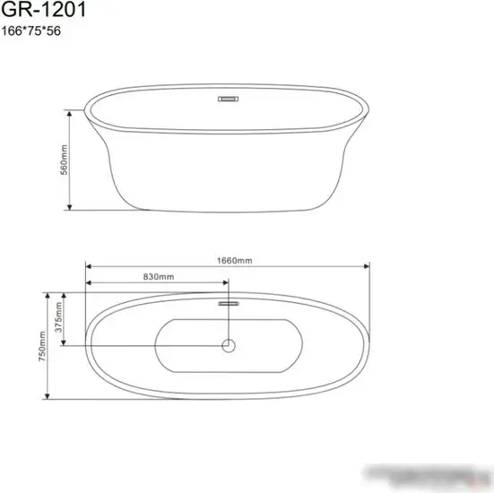 Ванна Grossman GR-1201 166x75 (с каркасом) - фото товара