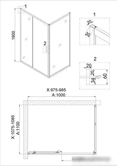 Душевой уголок Niagara NG-42-10AG-A110G 100x110x190 - фото товара