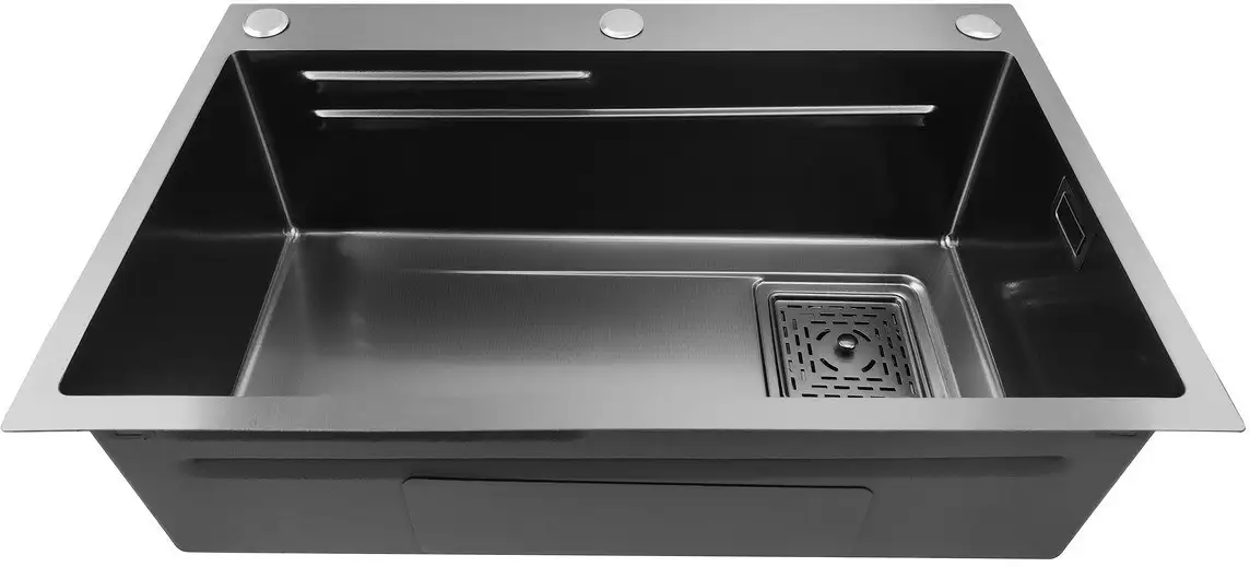 Кухонная мойка Stellar Decor S7045NB-A-D (нано черный, c доской) - фото товара