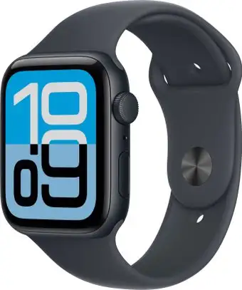 Умные часы Apple Watch SE 3 44 мм (алюминиевый корпус, полуночный/полуночный, спортивный силиконовый ремешок M/L) – изображение в каталоге