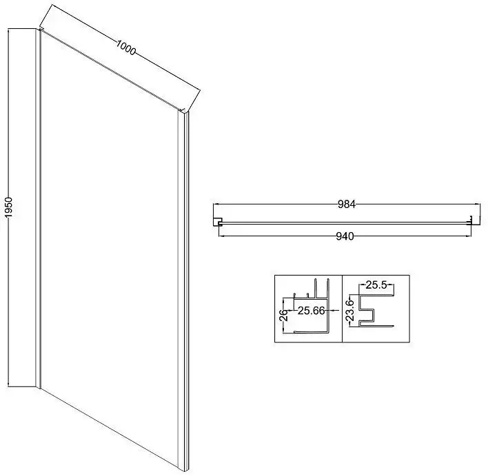 Душевая стенка Niagara NG-A100B-34 100x195 - фото товара