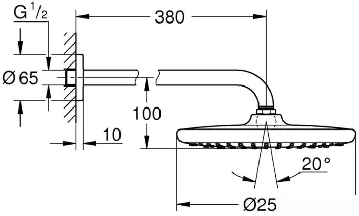Верхний душ Grohe Tempesta 250 26663000 - фото товара