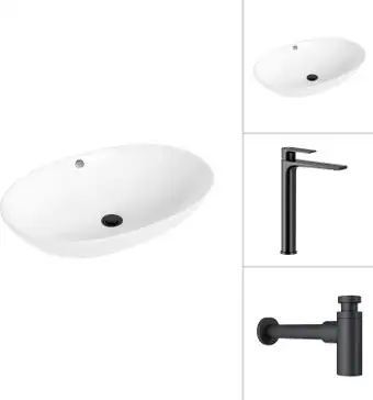 Умывальник Lauter 21709 + Reef 21CK8678BS с сифоном 21635B (черный матовый) - изображение в каталоге