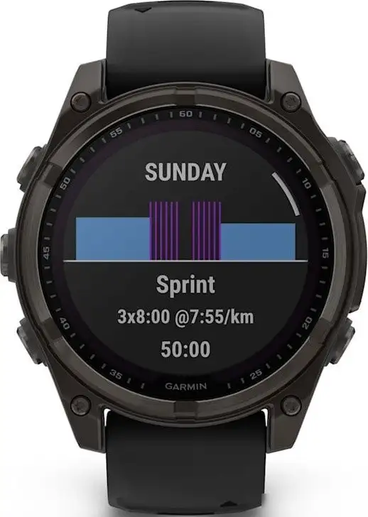 Умные часы Garmin Fenix 8 Solar, Sapphire 47мм (титановый угольно-серый DLC с черным ремешком) – фото товара