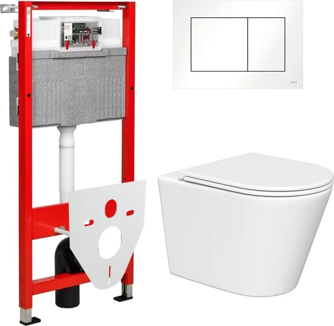 Унитаз подвесной Lauter Longer 2110822 + TECE Kit 9400413 с кнопкой (белый) - фото товара