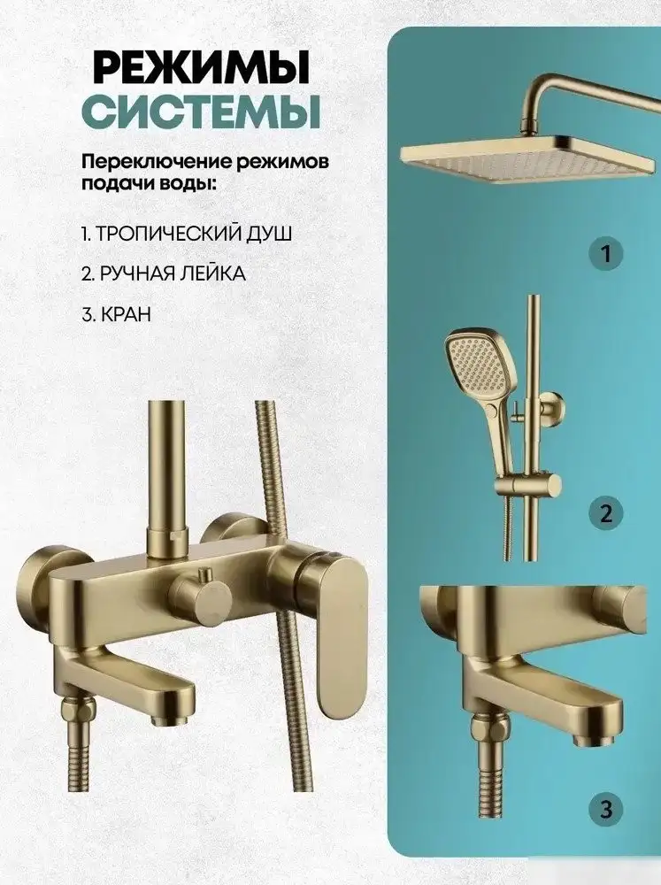Душевая система Grocenberg GB7011 (золото матовый) - фото товара