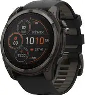 Умные часы Garmin Fenix 8 Solar, Sapphire 51мм (титановый угольно-серый с DLC-покрытием и черным ремешком) – изображение в каталоге