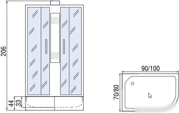 Душевая кабина Мономах Б/К 100/80/44 МЗ R - фото товара