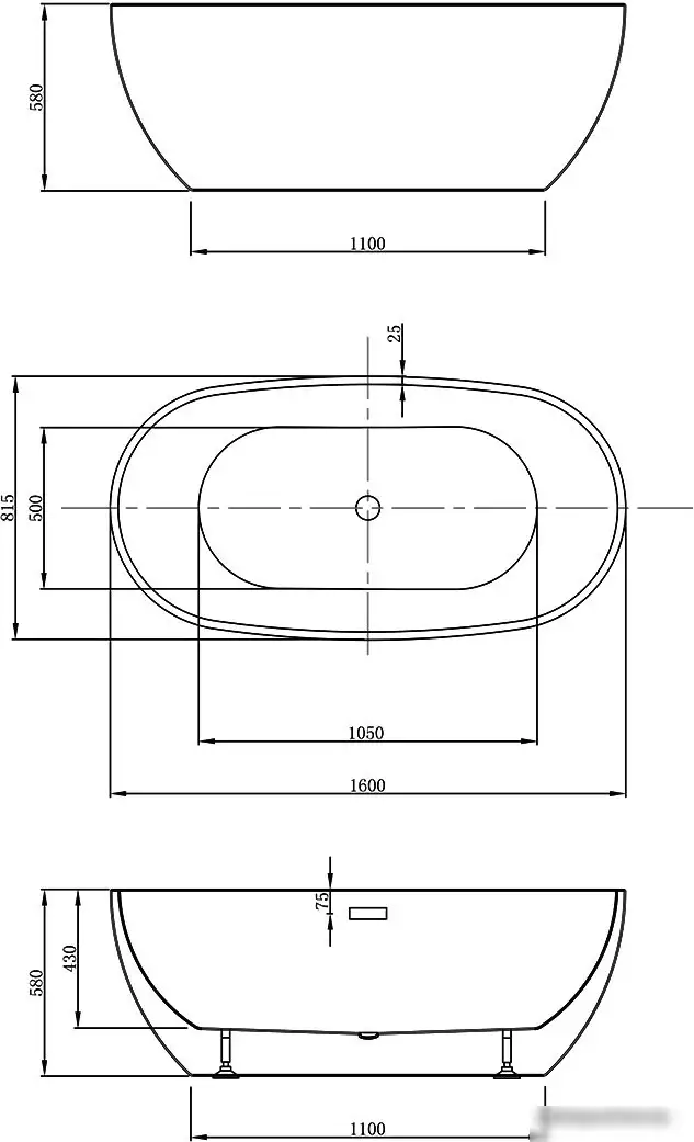 Ванна Vincea VBT-408-1600 160x81.5 - фото товара