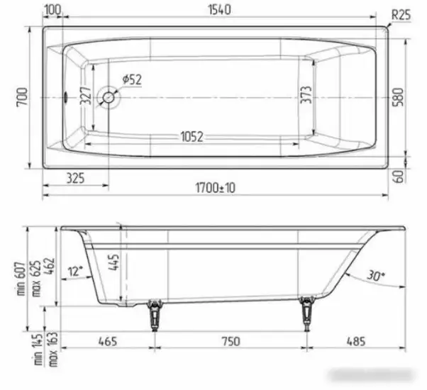 Ванна Wotte Forma 170x70 БП-э00д1468 - фото товара