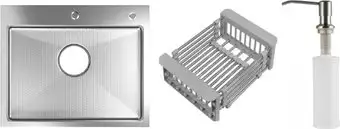 Кухонная мойка Schtoff Best Decor Silver 6050 + коландер KR-1 GREY + дозатор SD-1 SILVER - изображение в каталоге