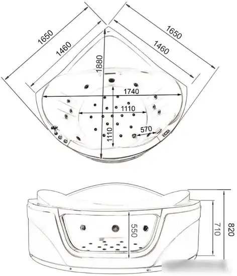 Ванна Gemy G9247 K 165x165 - фото товара