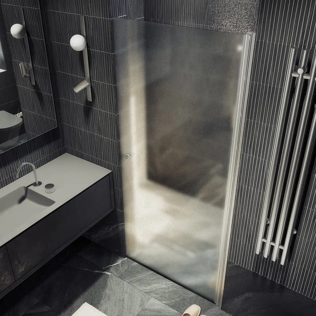 Душевая дверь MaybahGlass 198x60 MGD-453-5 (сатин стекло/хром матовый) - фото товара