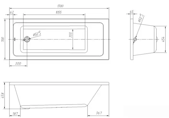 Ванна Ventospa Novaro 170x70 (с каркасоми экраном) - фото товара