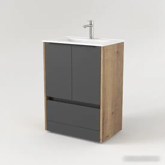 Дабер Тумба под умывальник 017 60 Т17.6.0.22Ч (дуб галифакс/серый/ручка черная) – фото товара
