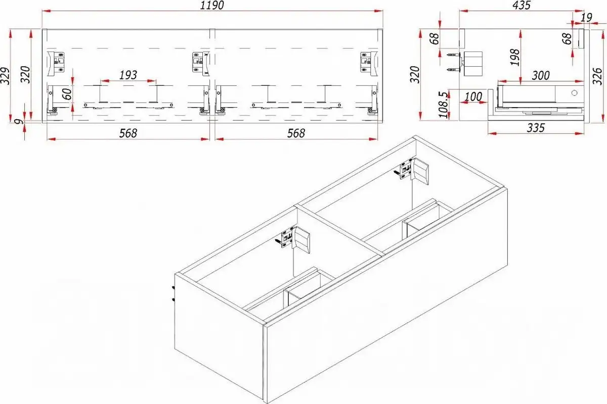 ЗОВ Тумба под умывальник Кито-Сплит 120 S120LOSMRM (темный/тростник) – фото товара